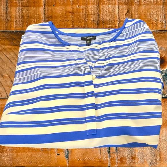 Talbots Blouse Blue and White Striped MP - Picture 9 of 11
